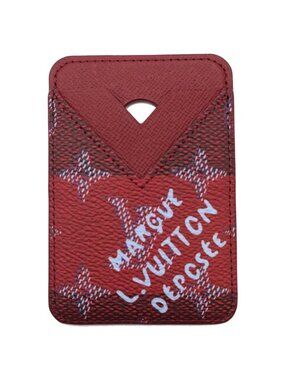 Louis Vuitton Card Holder Magnet Monogram Red Stripes Canvas